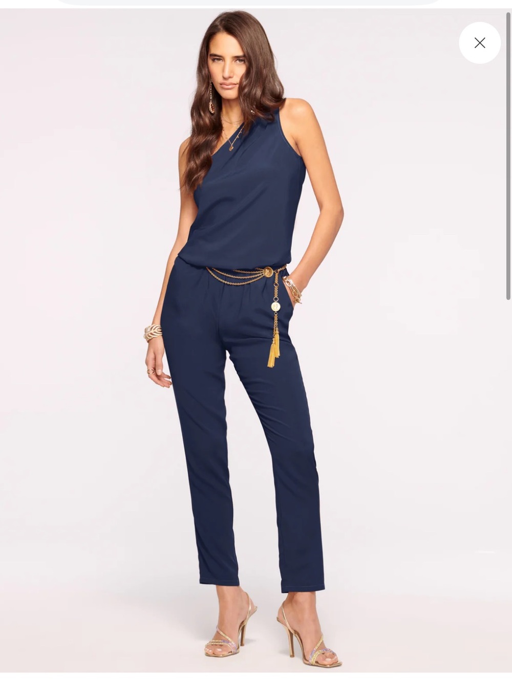 Ramy Brook Lulu One Shoulder Jumpsuit-in COPPER-not navy. Size Large petite